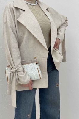 کت چهار دکمه شانتون زیپی آستین بنددار 