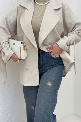 کت چهار دکمه شانتون زیپی آستین بنددار 