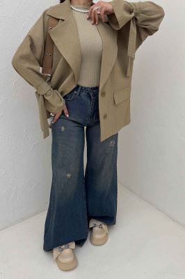 کت چهار دکمه شانتون زیپی آستین بنددار 