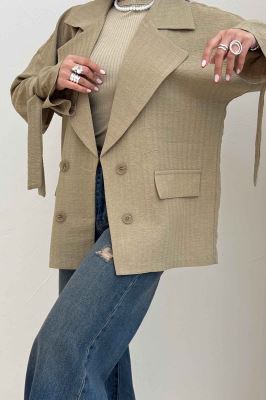 کت چهار دکمه شانتون زیپی آستین بنددار 