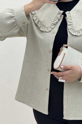 شومیز مانتویی شانتون یقه دورچین STYLE