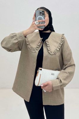 شومیز مانتویی شانتون یقه دورچین STYLE