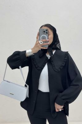 شومیز مانتویی شانتون یقه دورچین STYLE