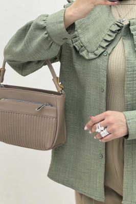 شومیز مانتویی شانتون یقه دورچین STYLE