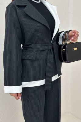 ست کت و شلوار دیپلمات حاشیه سفید R