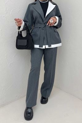 ست کت و شلوار دیپلمات حاشیه سفید R