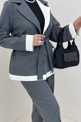 ست کت و شلوار دیپلمات حاشیه سفید R