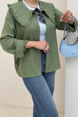 شومیز مانتویی شانتون یقه دورچین STYLE