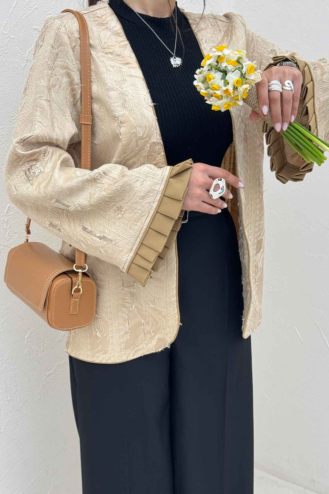 کت کسمه مغزی دوزی سر آستین پیله