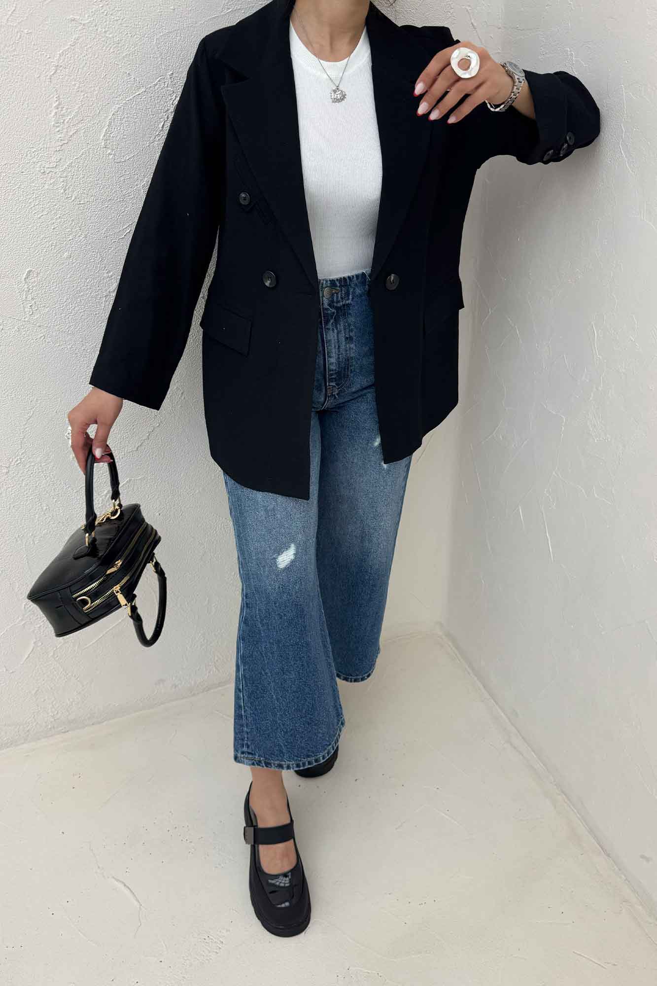 کت لینن نچرال یقه انگلیسی دو جیب پاکتی