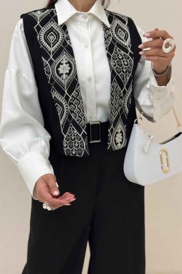 ژیله لینن تیکه سوزن دوزی کد 100