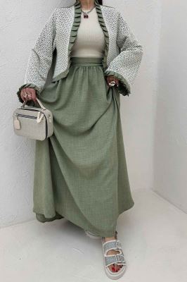 ست کت و دامن شانتون قلاب بافی دور پیله