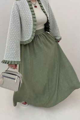 ست کت و دامن شانتون قلاب بافی دور پیله