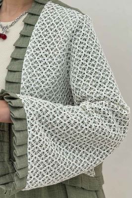 ست کت و دامن شانتون قلاب بافی دور پیله