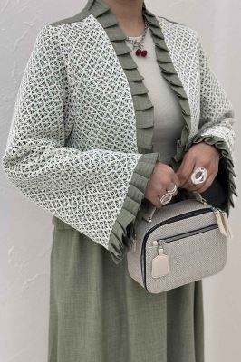 ست کت و دامن شانتون قلاب بافی دور پیله