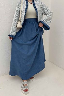 ست کت و دامن شانتون قلاب بافی دور پیله