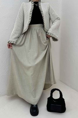 ست کت و دامن شانتون قلاب بافی دور پیله