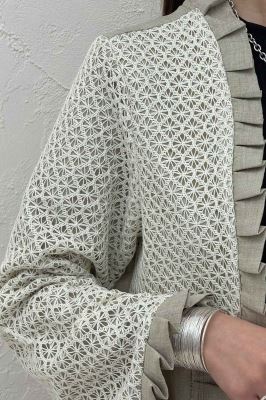 ست کت و دامن شانتون قلاب بافی دور پیله