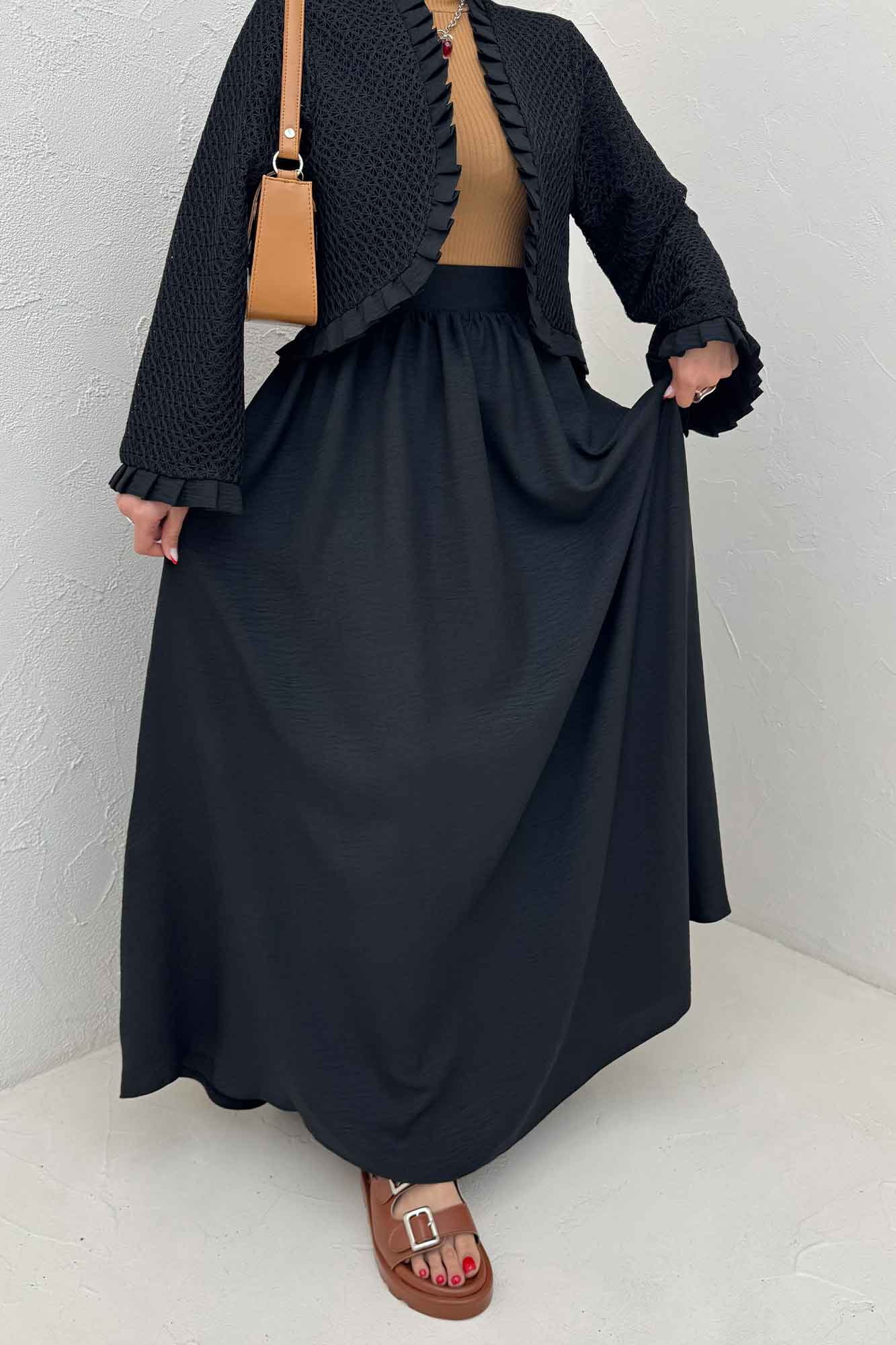 ست کت و دامن شانتون قلاب بافی دور پیله