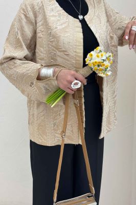 کت کسمه جلو پیله ساتن آستین هفتیNOIR