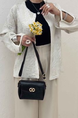 کت کسمه جلو پیله ساتن آستین هفتیNOIR