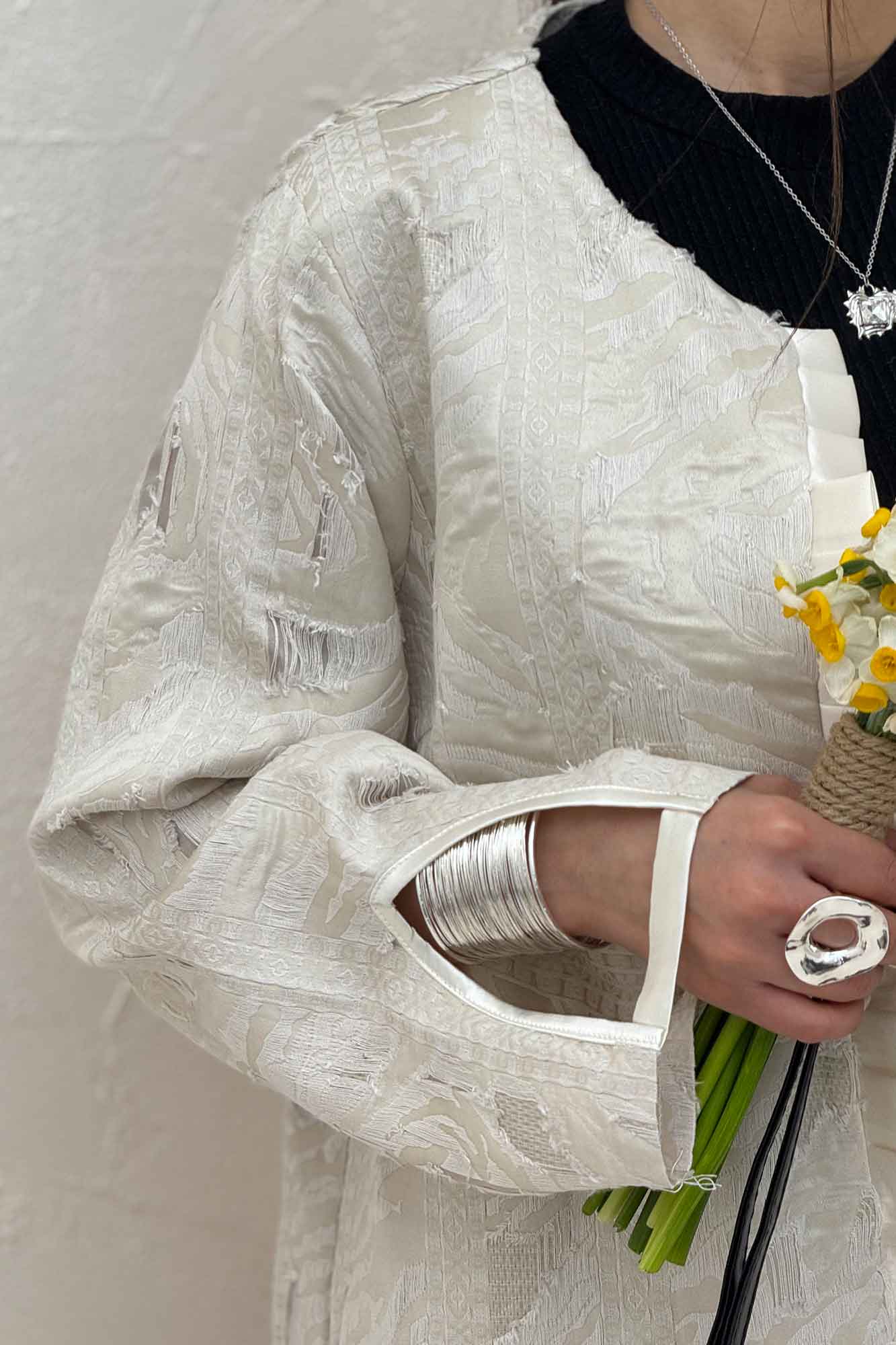 کت کسمه جلو پیله ساتن آستین هفتیNOIR