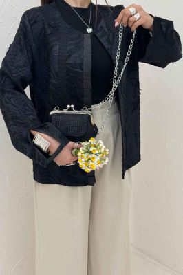 کت کسمه جلو پیله ساتن آستین هفتیNOIR