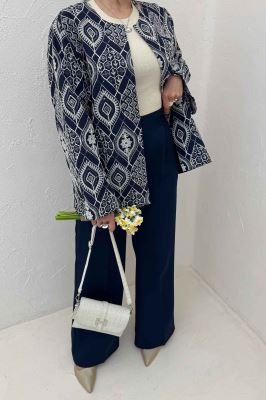 کت سوزن دوزی یقه گرد FABRA