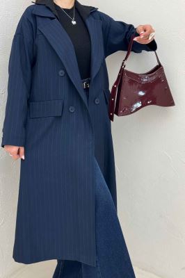 مانتو بلند کجراه دیپلمات 4 دکمه باران