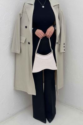 مانتو بلند کجراه دیپلمات 4 دکمه باران