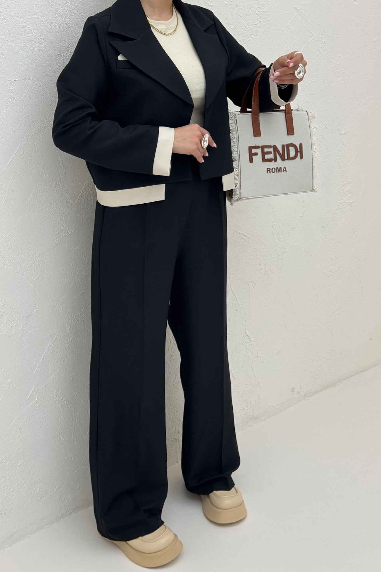 ست کت و شلوار مازراتی کجراه دو رنگ  نازیلا