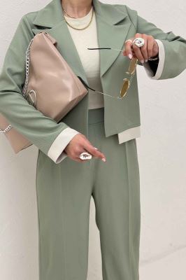 ست کت و شلوار مازراتی کجراه دو رنگ  نازیلا