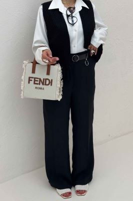 ست جلیقه شلوار شانتون قلاب بافی مهرو