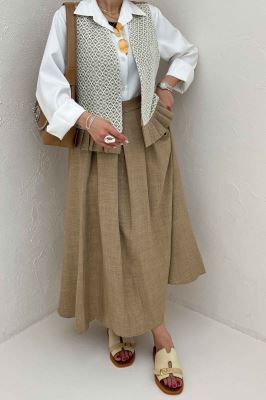 ست جلیقه دامن شانتون قلاب بافی پرنیا