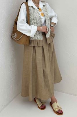 ست جلیقه دامن شانتون قلاب بافی پرنیا