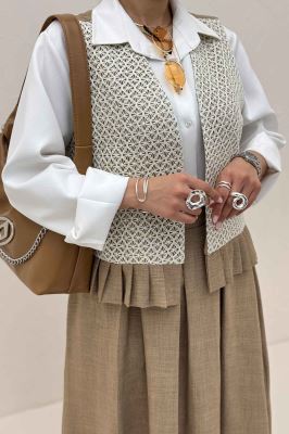 ست جلیقه دامن شانتون قلاب بافی پرنیا