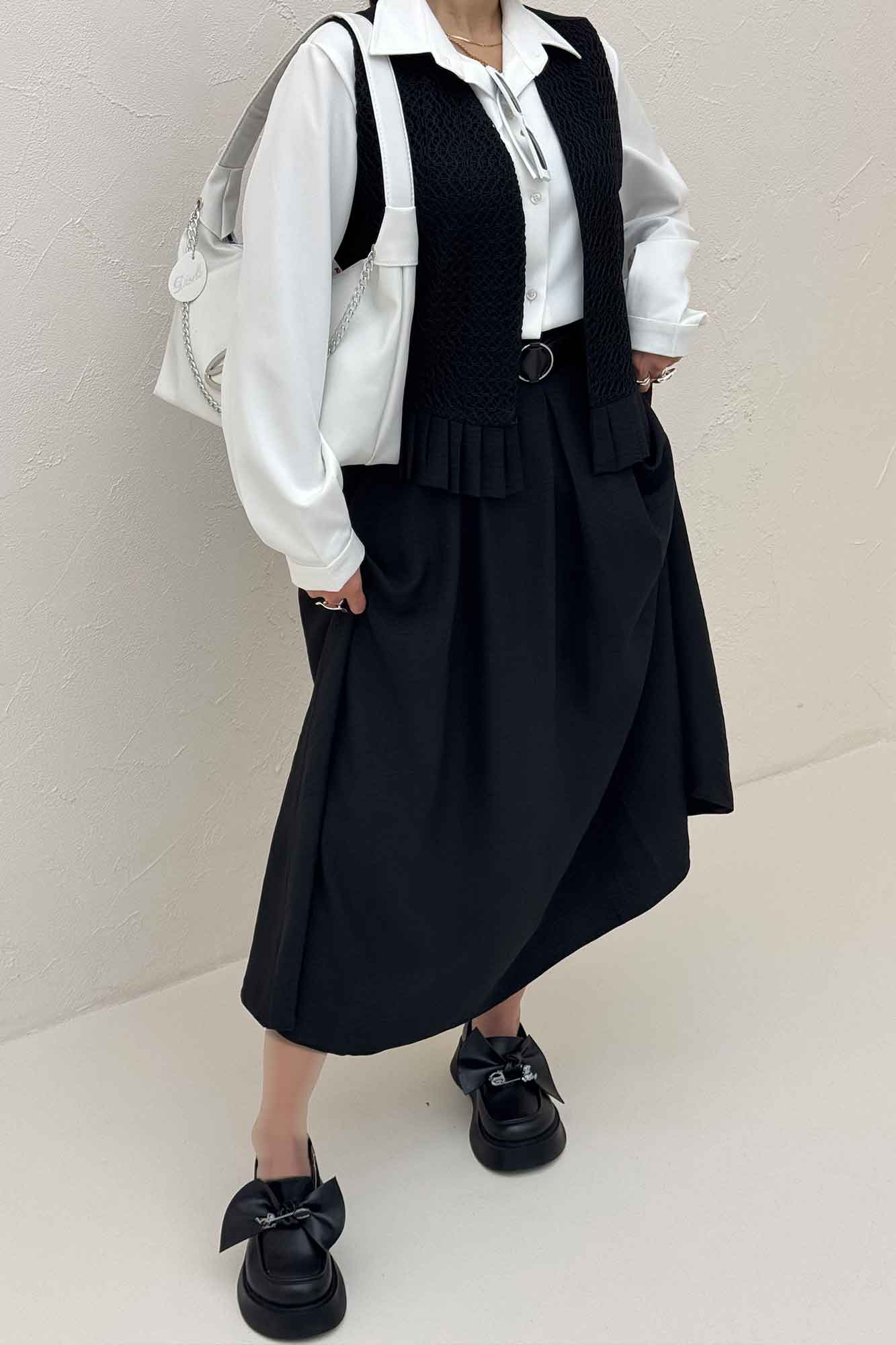 ست جلیقه دامن شانتون قلاب بافی پرنیا