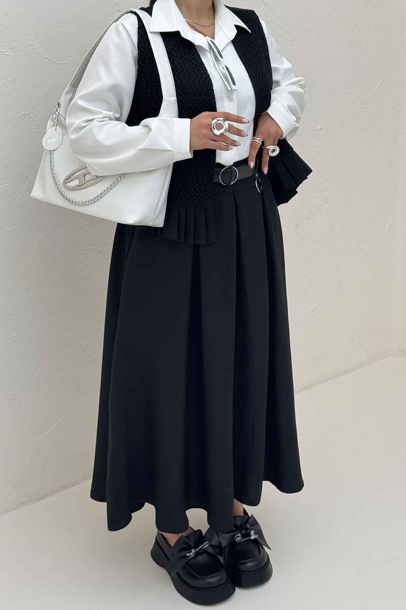 ست جلیقه دامن شانتون قلاب بافی پرنیا