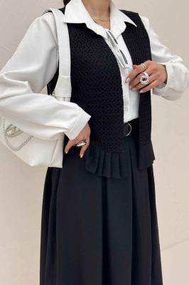 ست جلیقه دامن شانتون قلاب بافی پرنیا