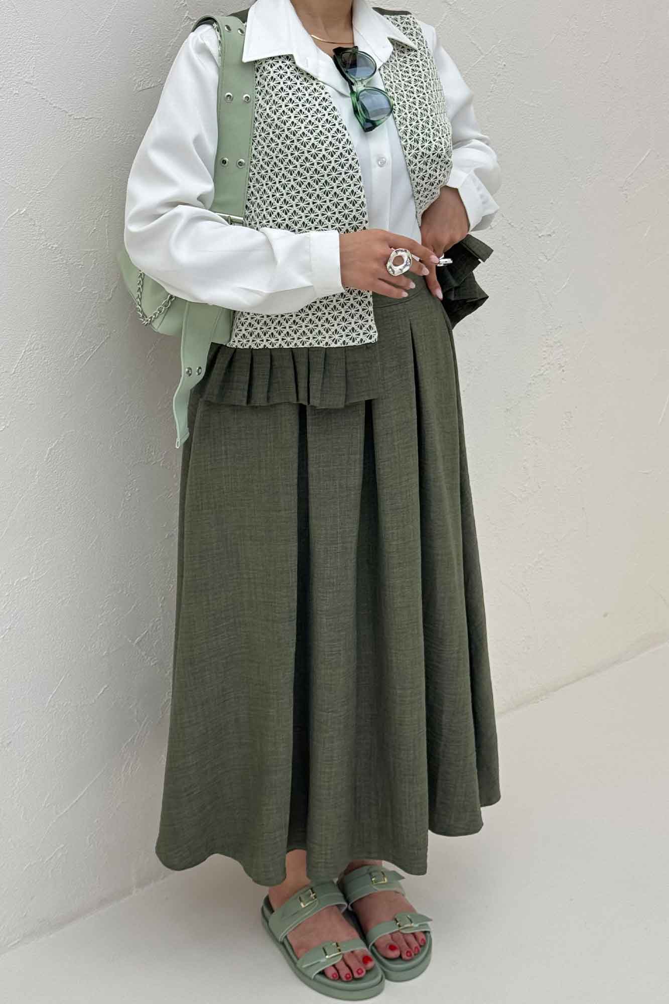 ست جلیقه دامن شانتون قلاب بافی پرنیا