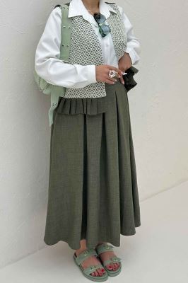 ست جلیقه دامن شانتون قلاب بافی پرنیا