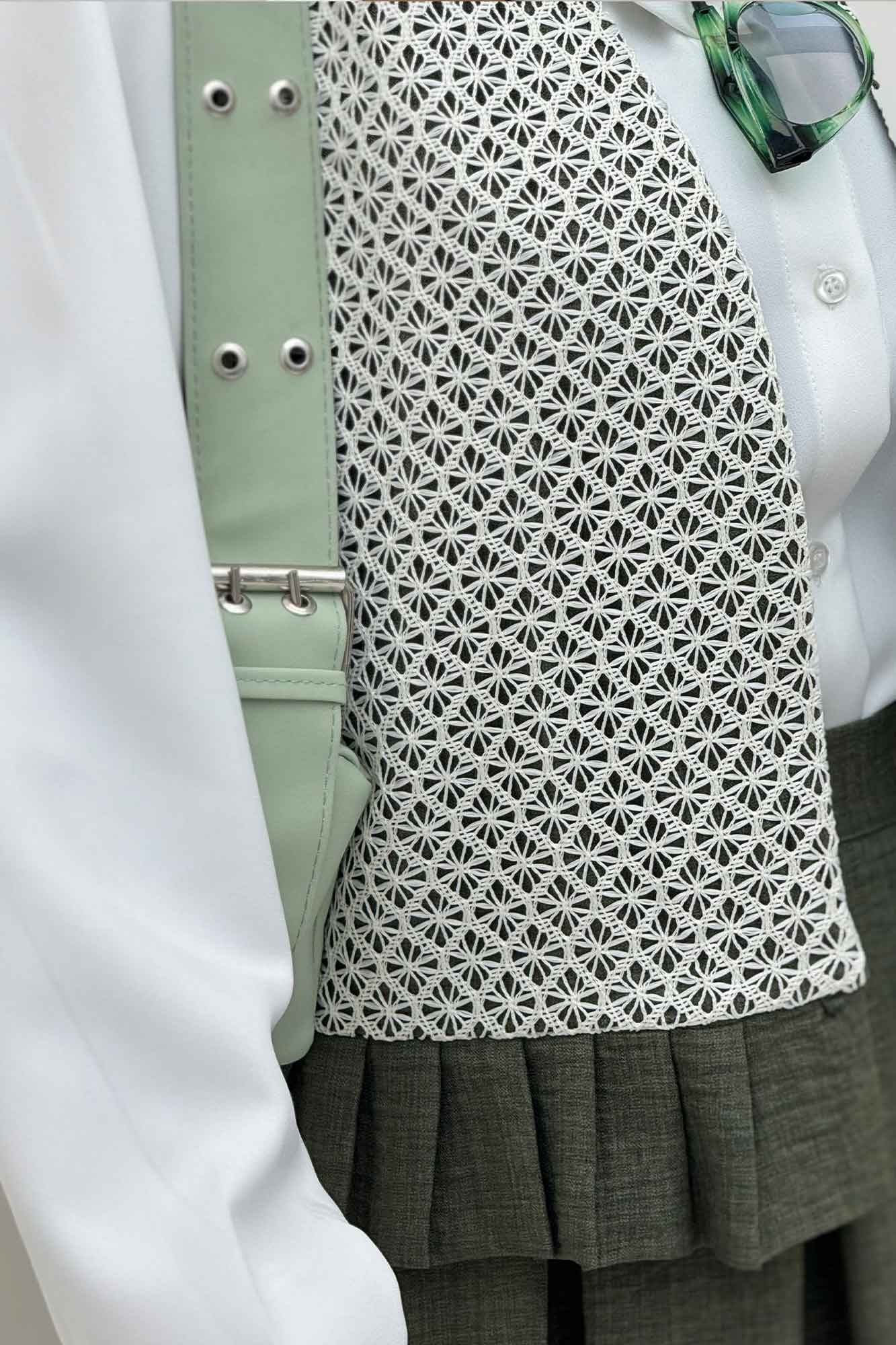 ست جلیقه دامن شانتون قلاب بافی پرنیا