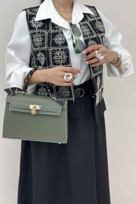 ست جلیقه دامن پایین چین سوزن دوزی طرح 8