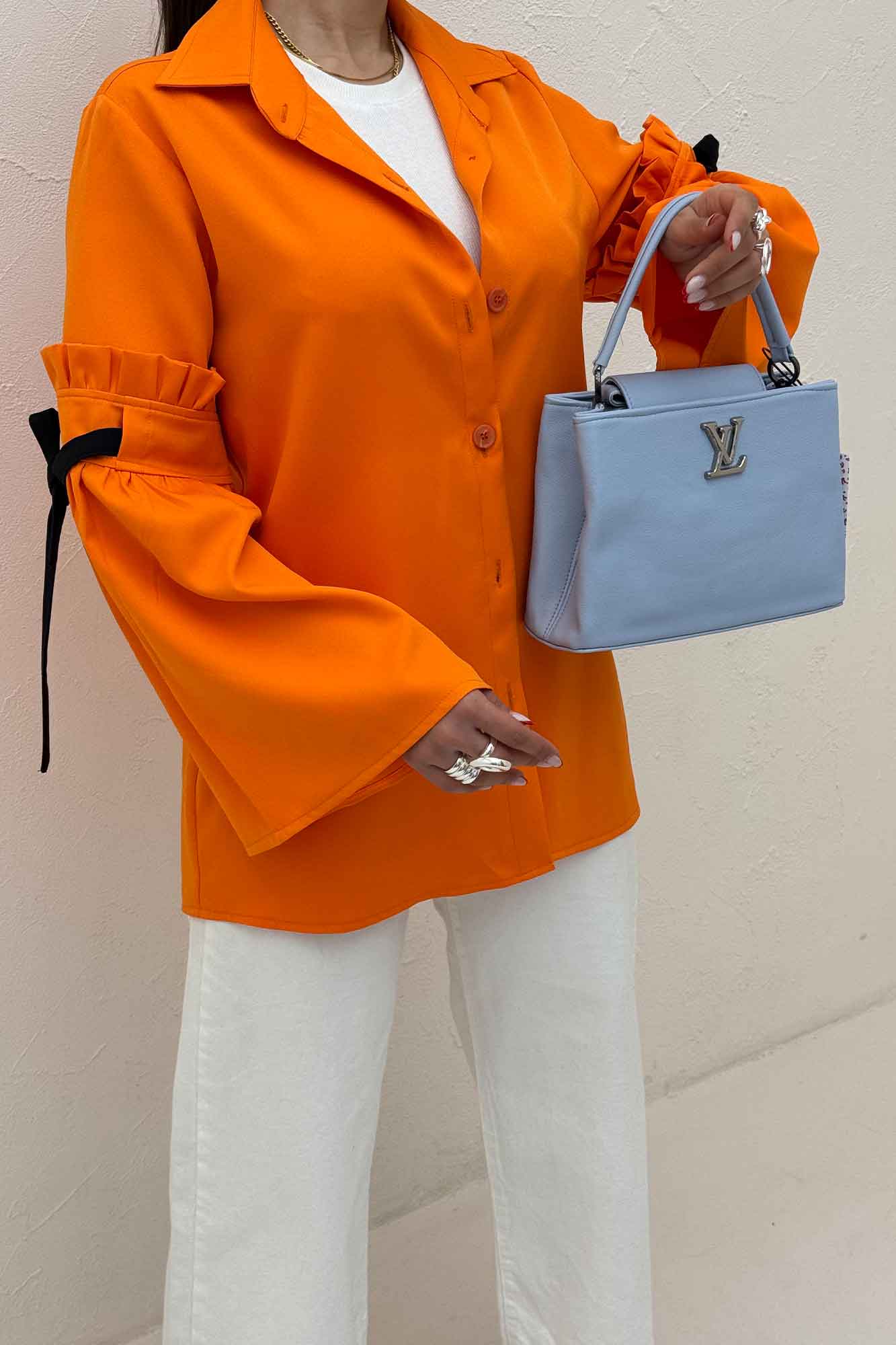 شومیز مانتویی مازراتی آستین بندی ملوسک