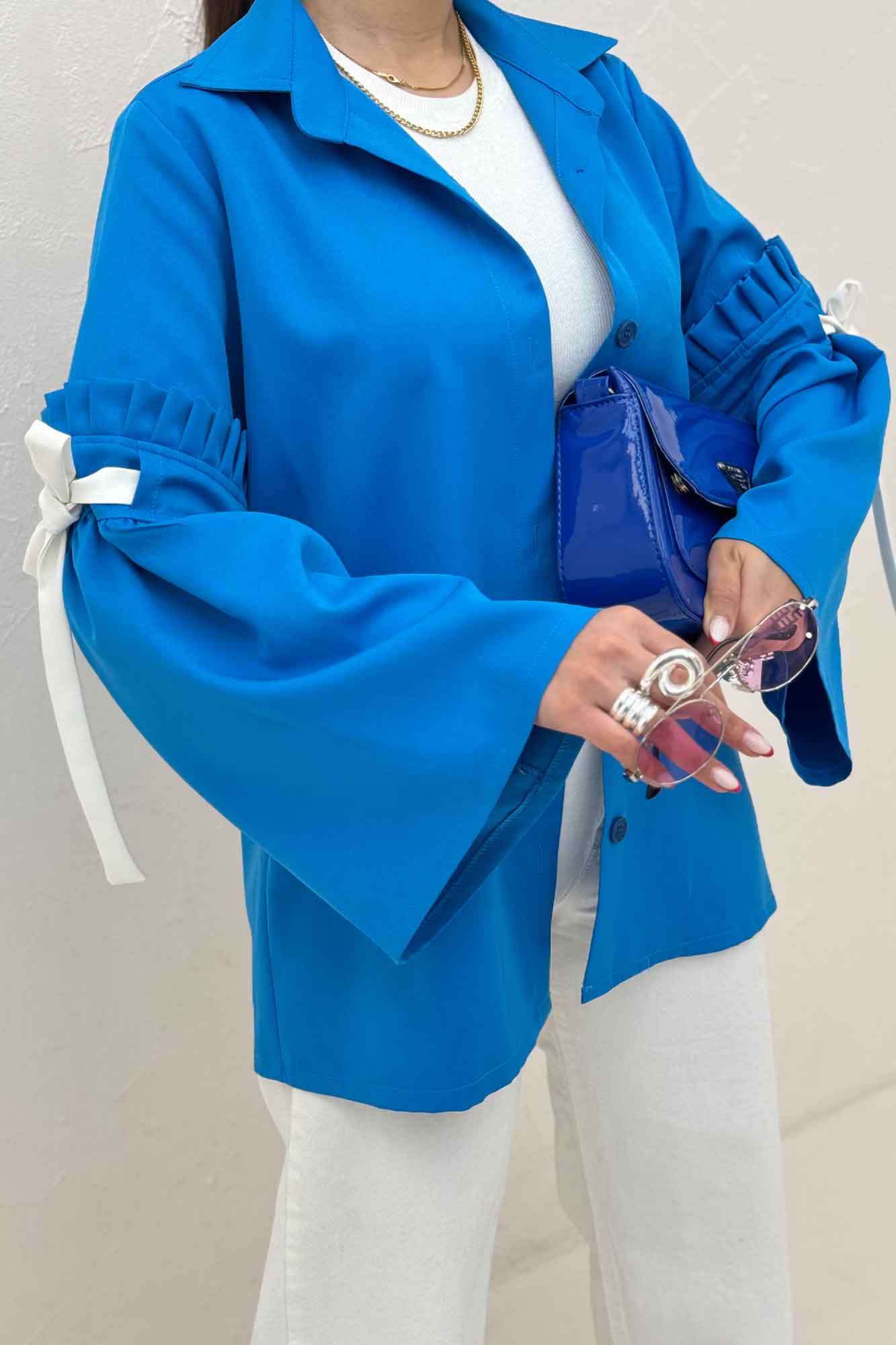 شومیز مانتویی مازراتی آستین بندی ملوسک