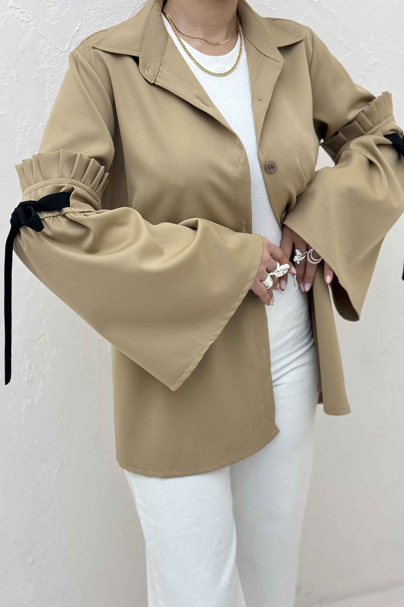 شومیز مانتویی مازراتی آستین بندی ملوسک