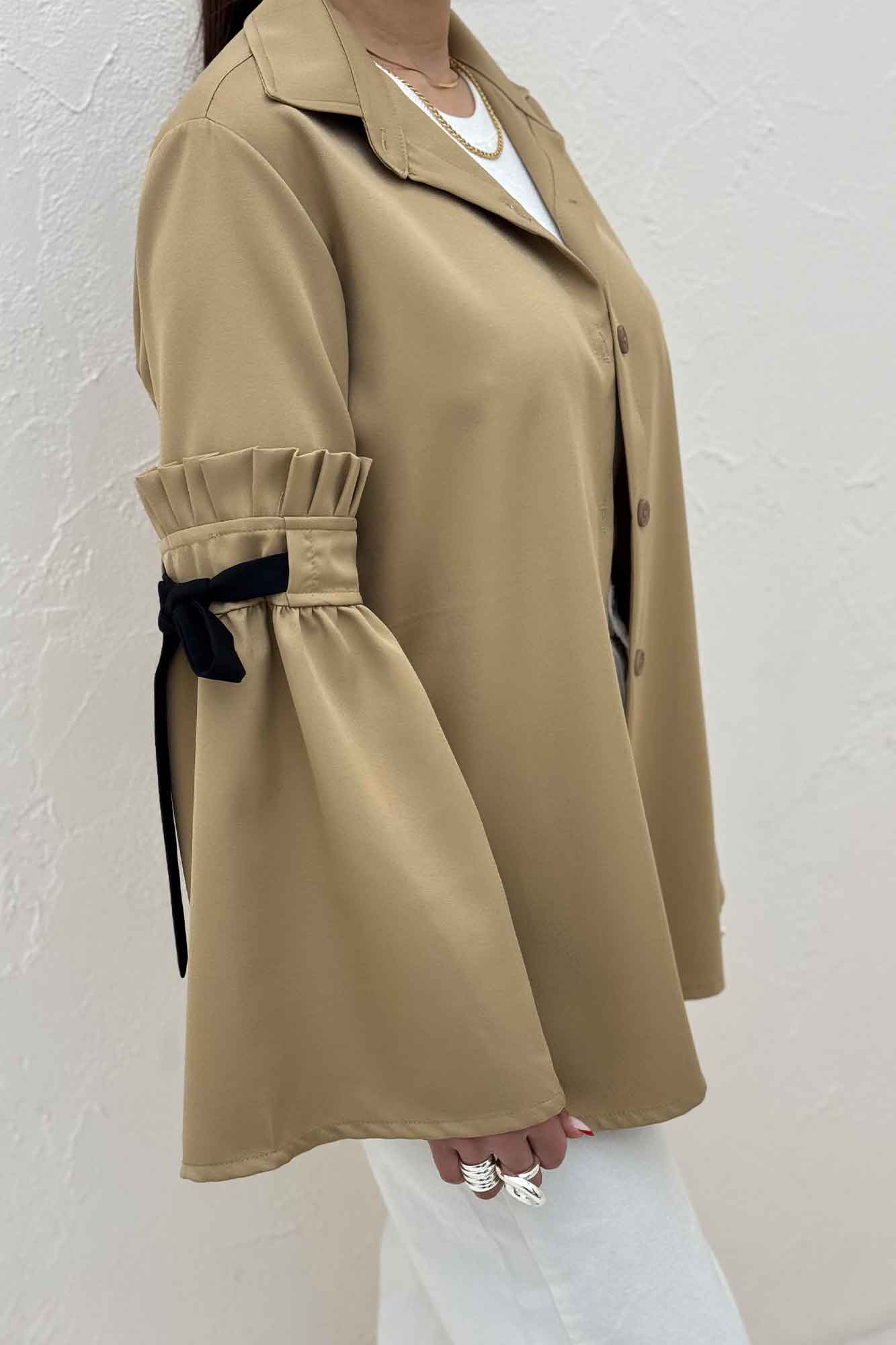 شومیز مانتویی مازراتی آستین بندی ملوسک