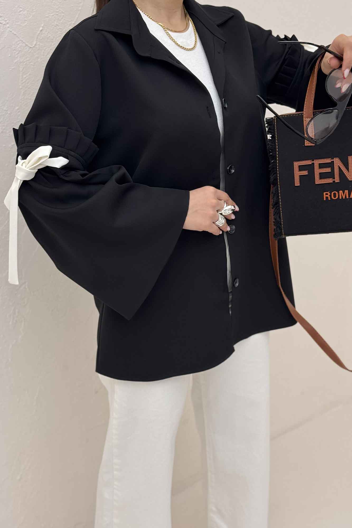 شومیز مانتویی مازراتی آستین بندی ملوسک