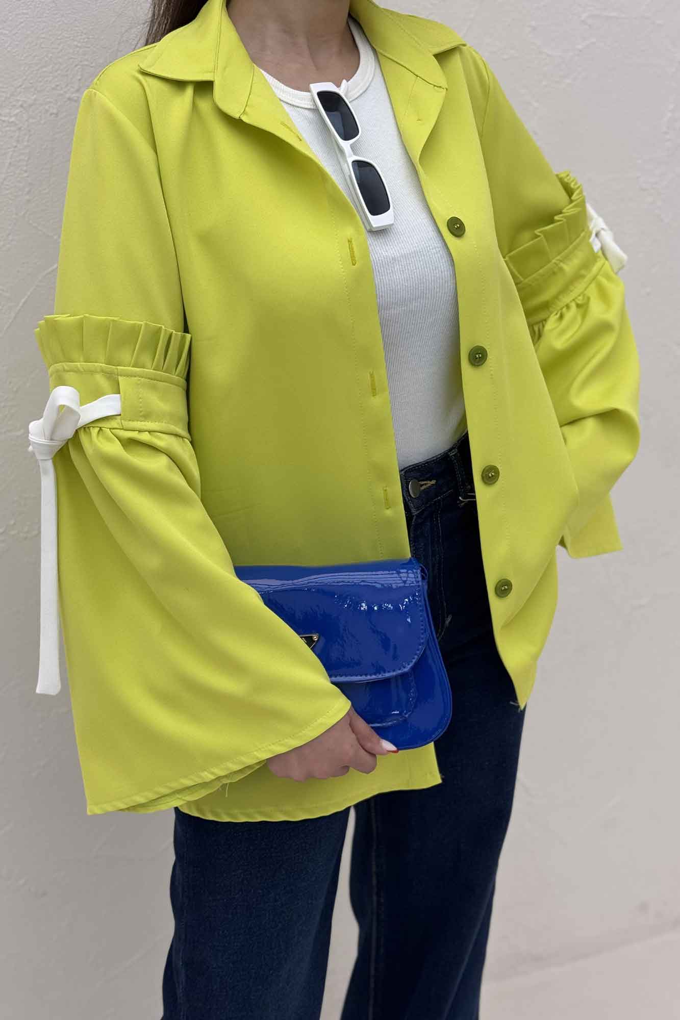 شومیز مانتویی مازراتی آستین بندی ملوسک