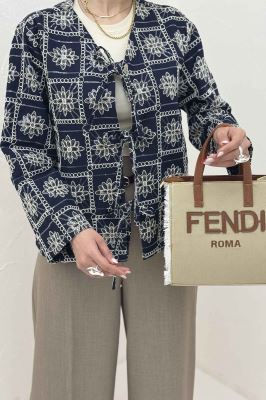 کت سوزن دوزی بنددار MIDNIGHT طرح 8